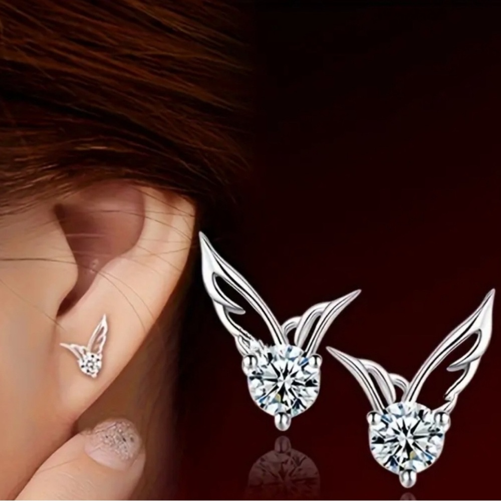 Elegant Silver Winged Earrings